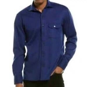 New JEFF Denim Blue Midwood Long Sleeve Button Up Shirt Men's Size L (b29.10)